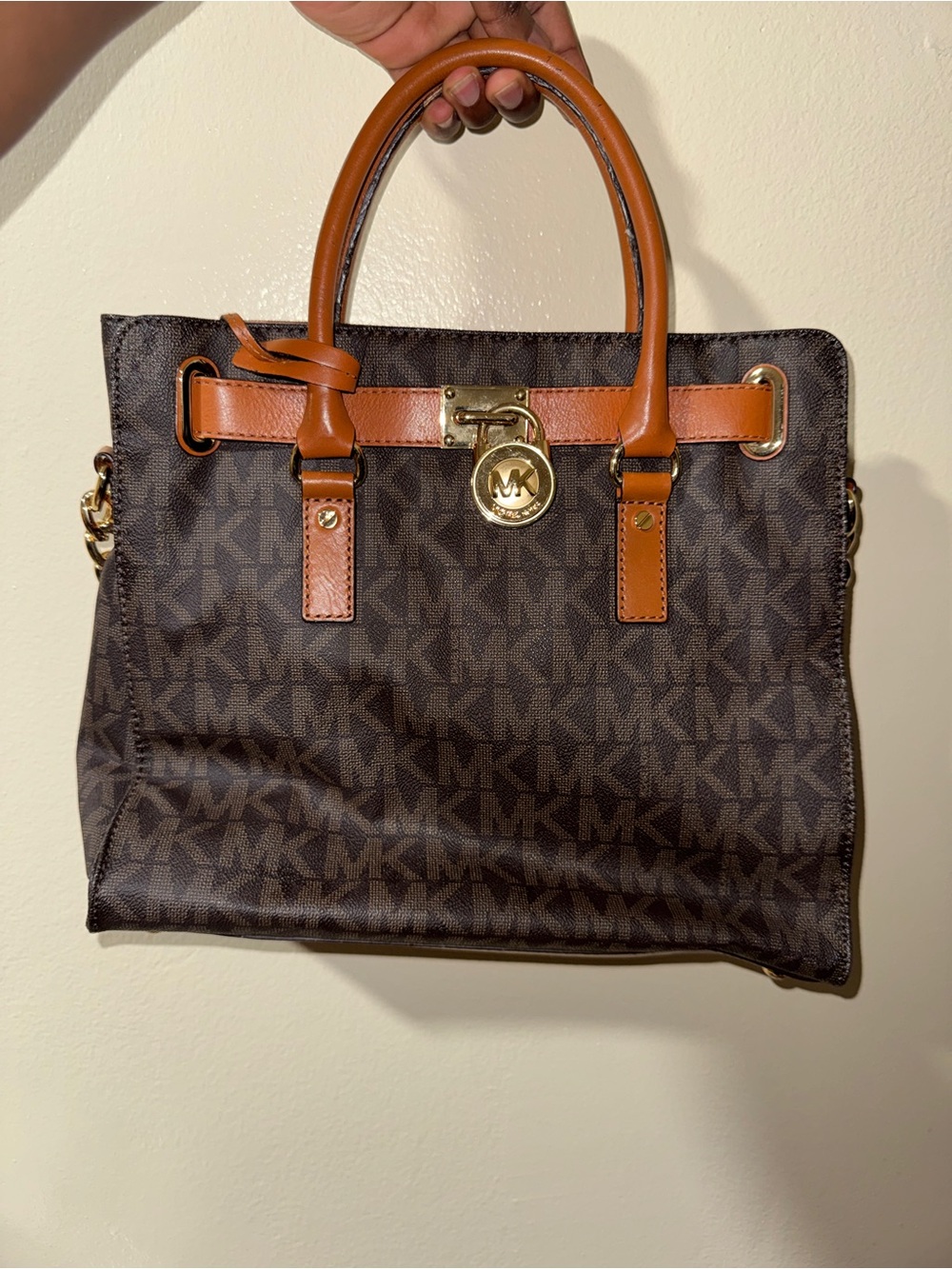Michael Kors Hamilton East West Brown Logo Satchel Bag - Picture 1 of 6